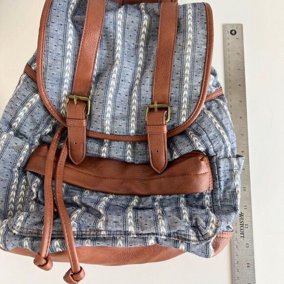 Madden‎ Girl Backpack  Denim Chambray Vegan Leather - Picture 11 of 13